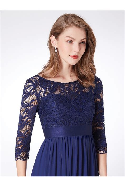 navy blue lace sleeve dress